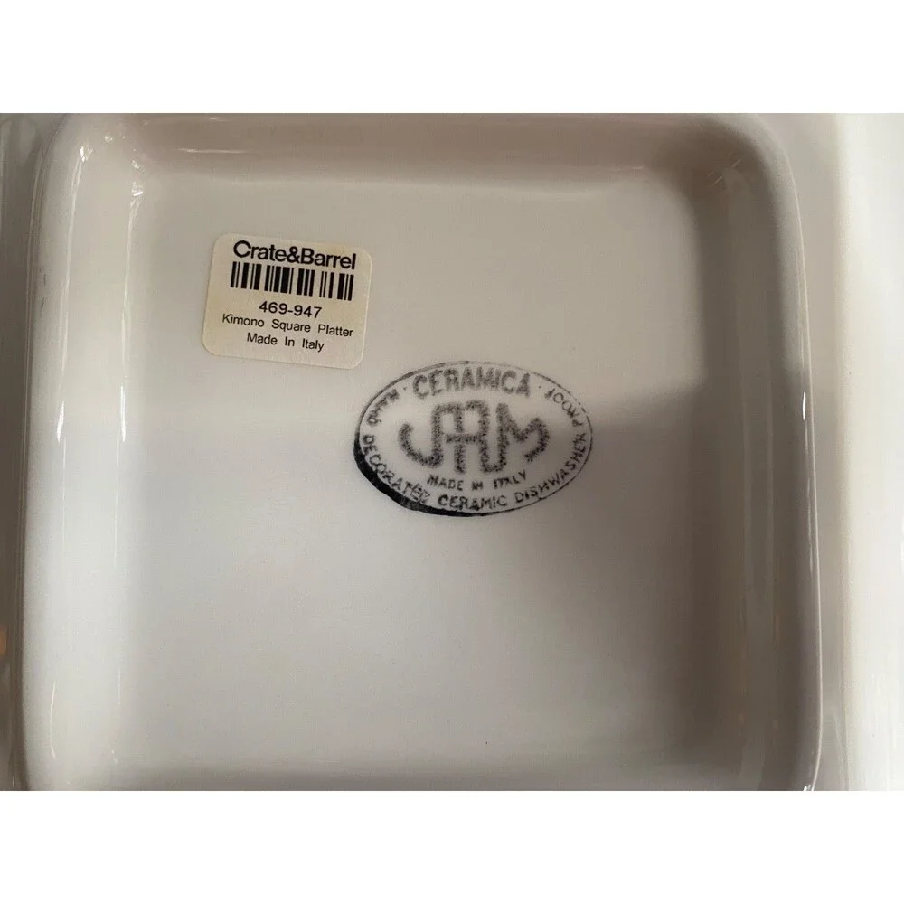 Crate & Barrel Kimono 7 x Square Salad Luncheon Plates 9.5
